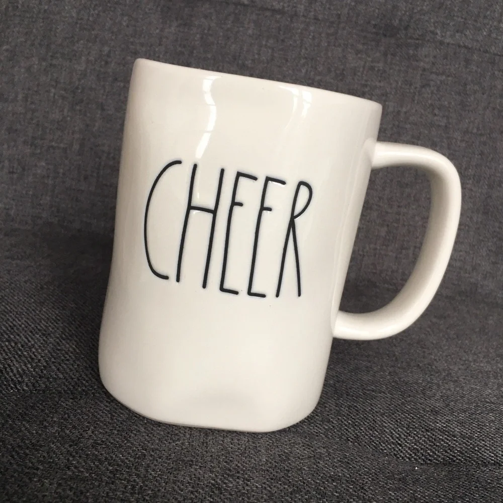 Rae Dunn “CHEER” Coffee Mug, Ivory, Black, 16 oz